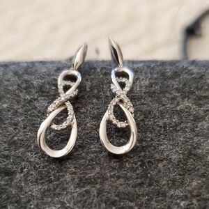 Pandora Silver Infinity Drop Earrings with Clear Stones